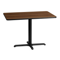Flash Furniture XU-WALTB-3042-T2230-GG 30" x 42" Rectangular Walnut Laminate Table Top with 22" x 30" Table Height Base